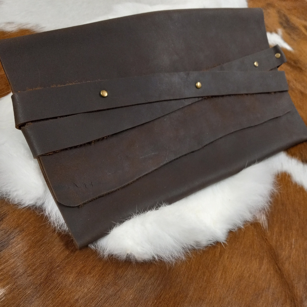 Elegant Brown Leather Clutch Handmade By J.Monique - Picture 12 of 12